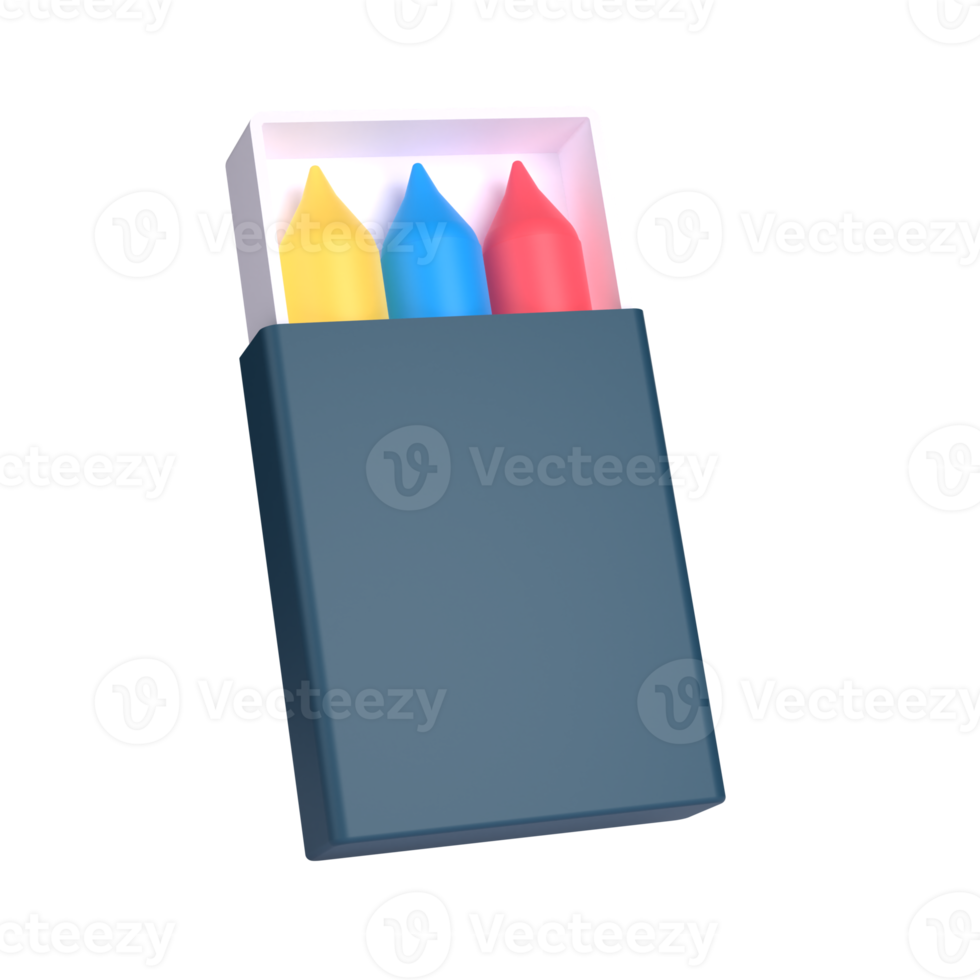 3d krijt voor school- en onderwijs concept. voorwerp Aan een transparant achtergrond png