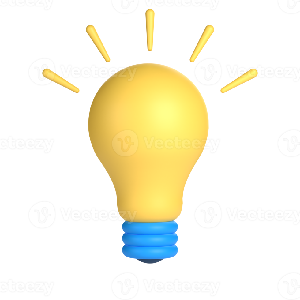 3d leggero lampadina per scuola e formazione scolastica concetto. oggetto su un' trasparente sfondo png