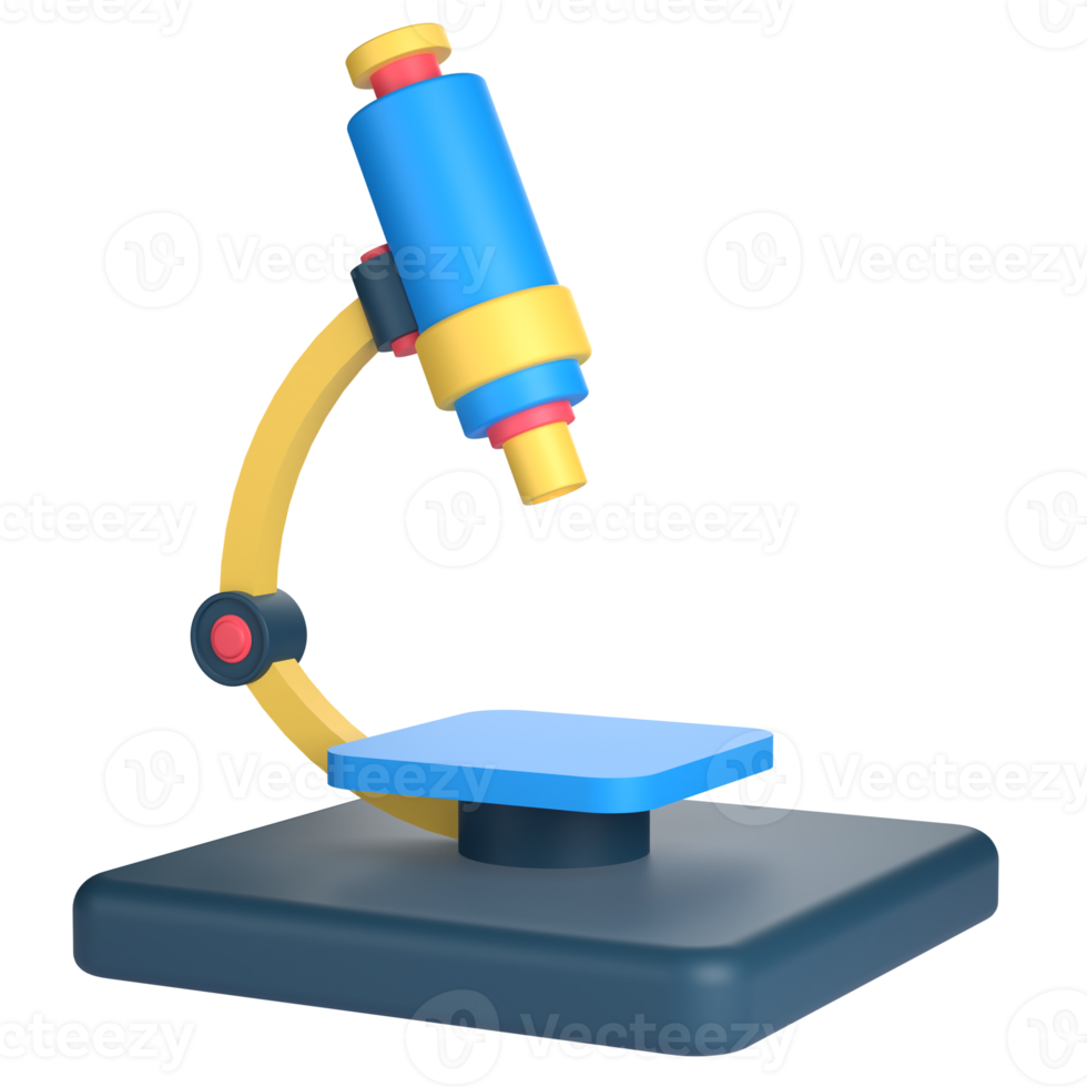 3d microscoop voor school- en onderwijs concept. voorwerp Aan een transparant achtergrond png