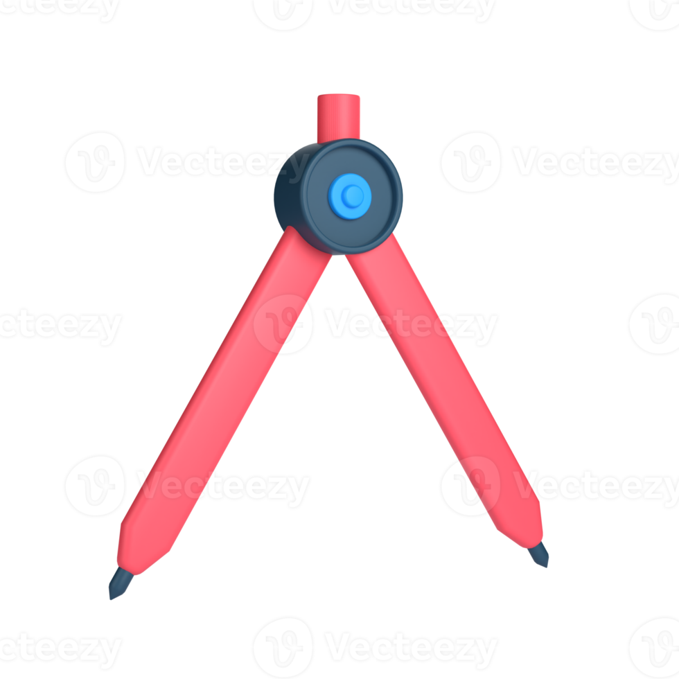 3D Line Compass for School and Education Concept. Object on a transparent background png