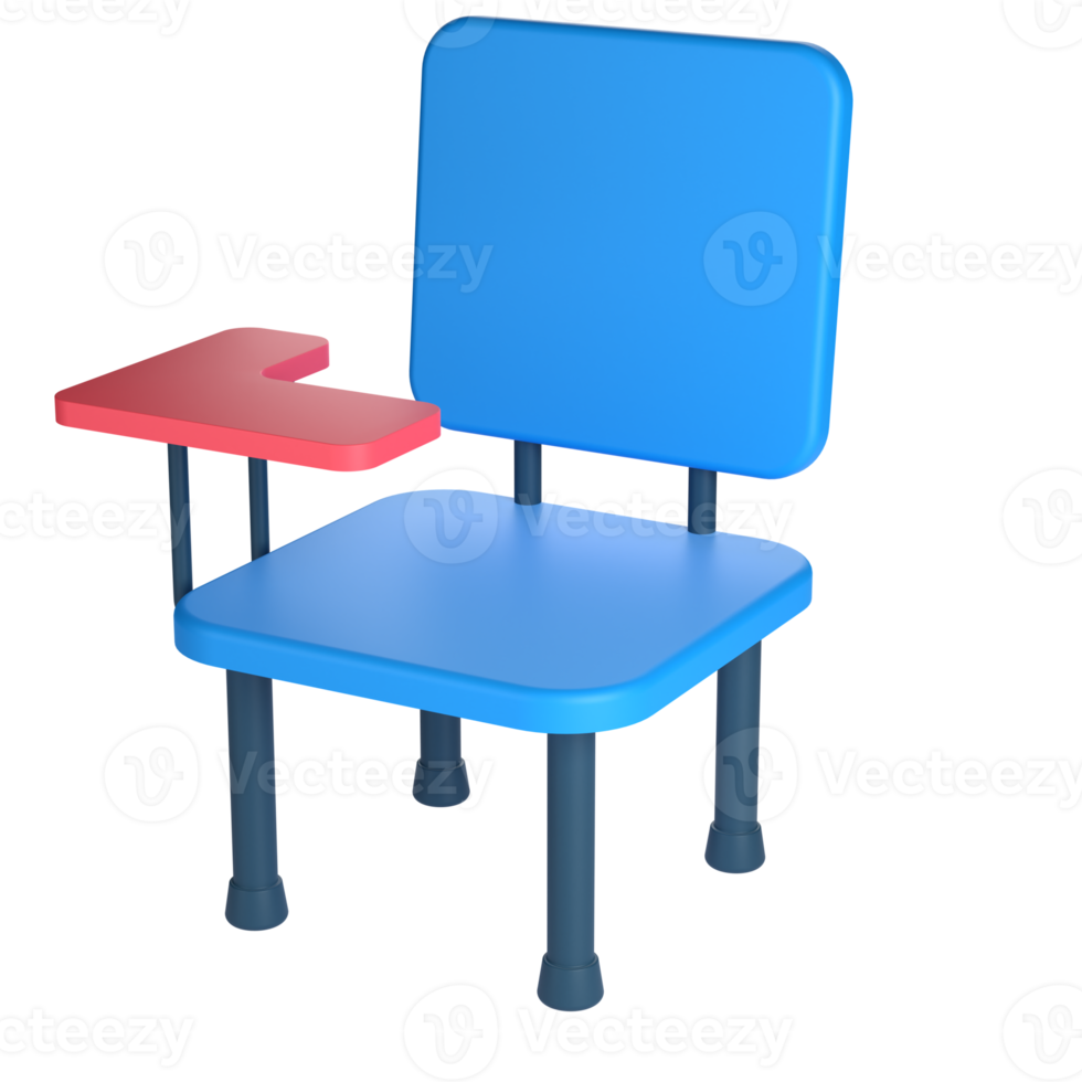 3D Study Chair for School and Education Concept. Object on a transparent background png