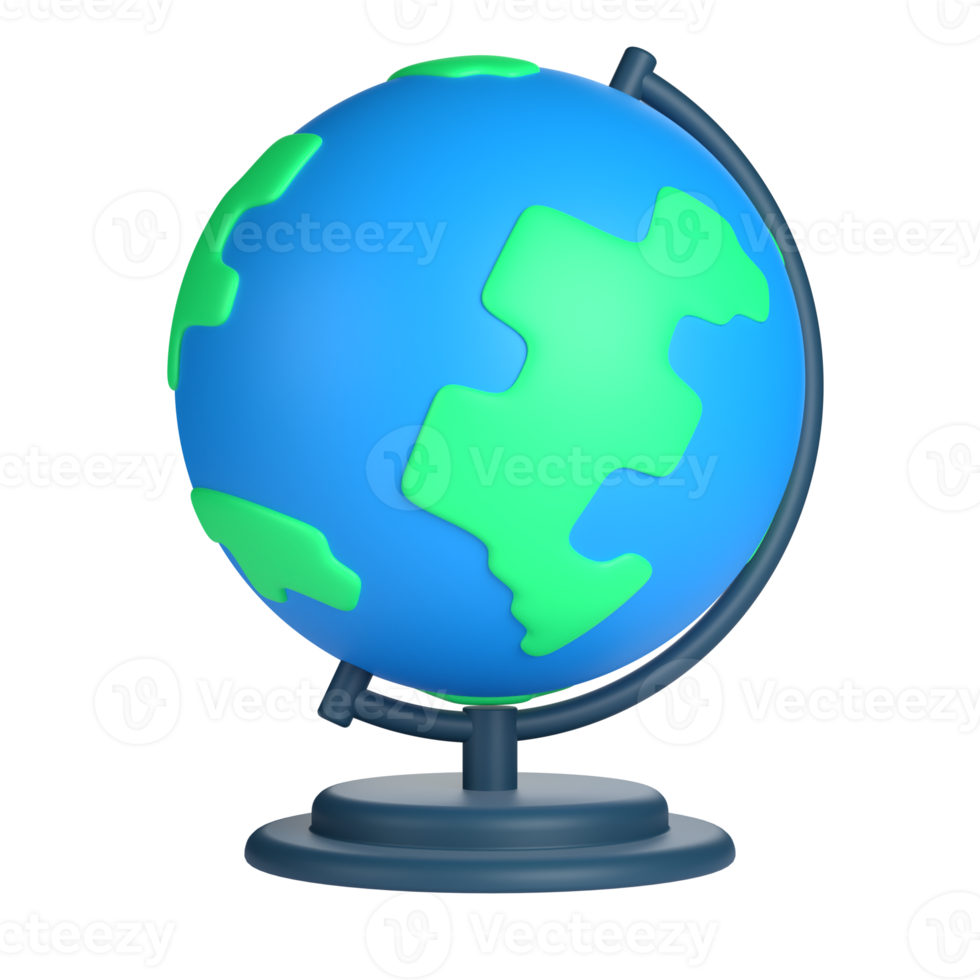 3D Globe for School and Education Concept. Object on a transparent background png