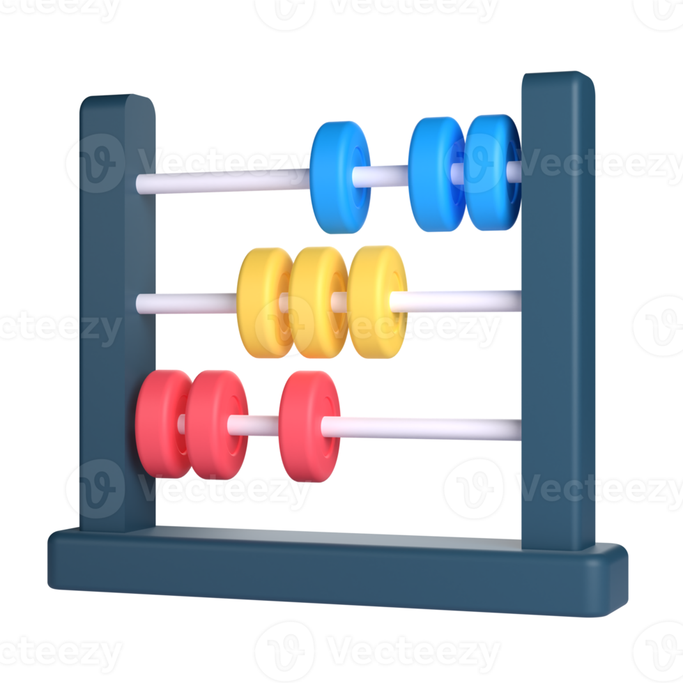 3D Abacus for School and Education Concept. Object on a transparent background png