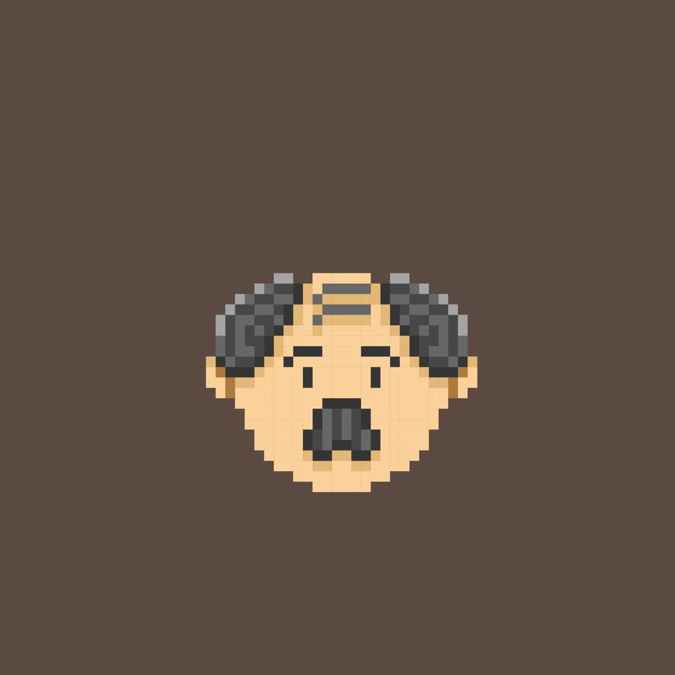 old man head in pixel art style vector