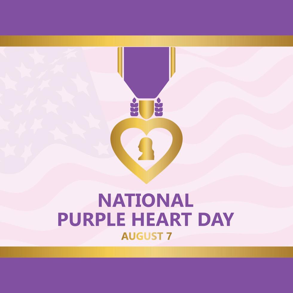 National Purple Heart Day. August 7. Holiday concept. Template for background, banner, card, poster with text inscription, modern background vector illustration