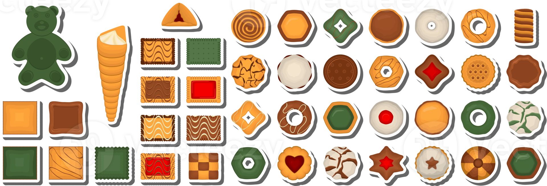 Big set homemade cookie different taste in pastry biscuit png