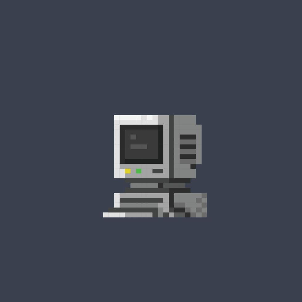 personal computer in pixel art style vector