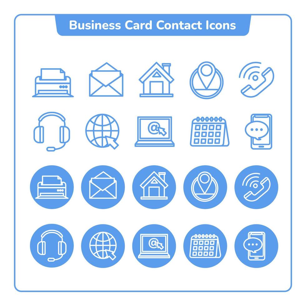 Business Card Contact Icons Blue vector