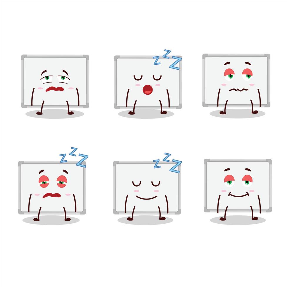 Cartoon character of whiteboard with sleepy expression vector