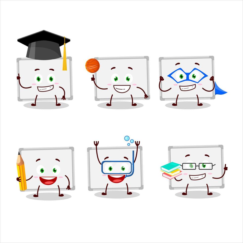 School student of whiteboard cartoon character with various expressions vector