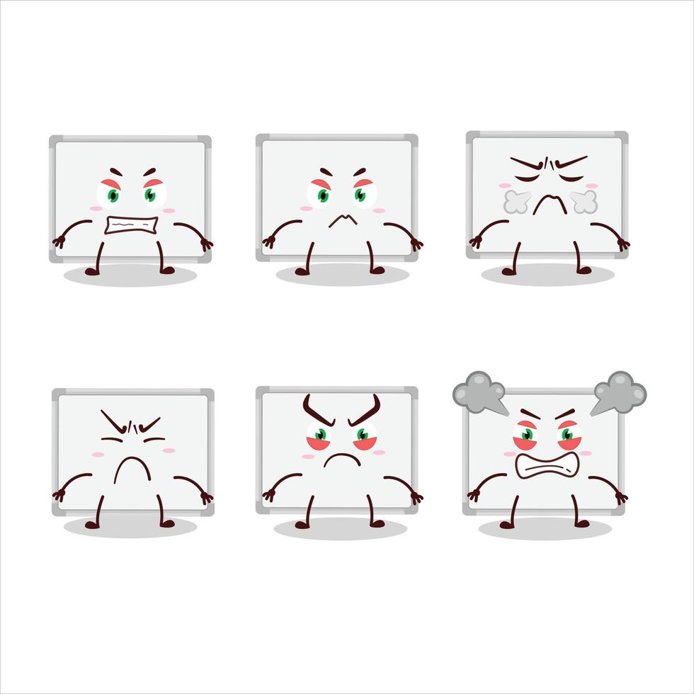 Whiteboard cartoon character with various angry expressions vector