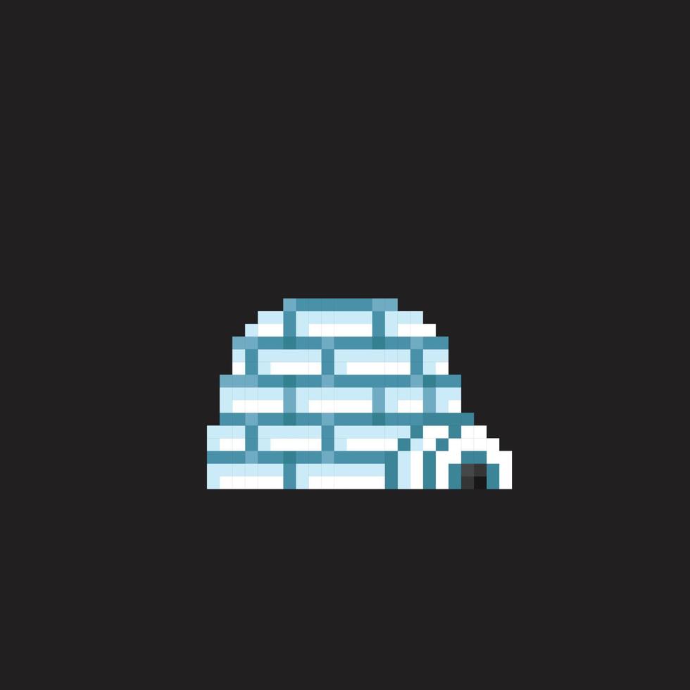 igloo house in pixel art style vector