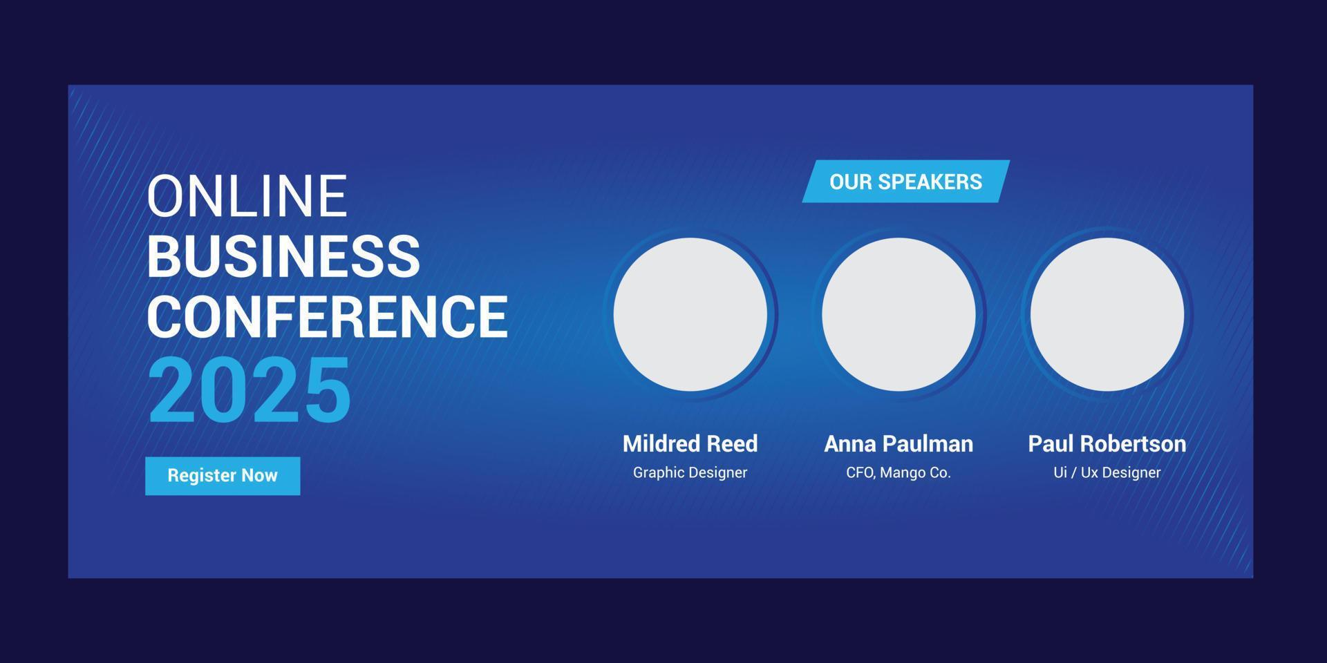 Online business conference banner template vector