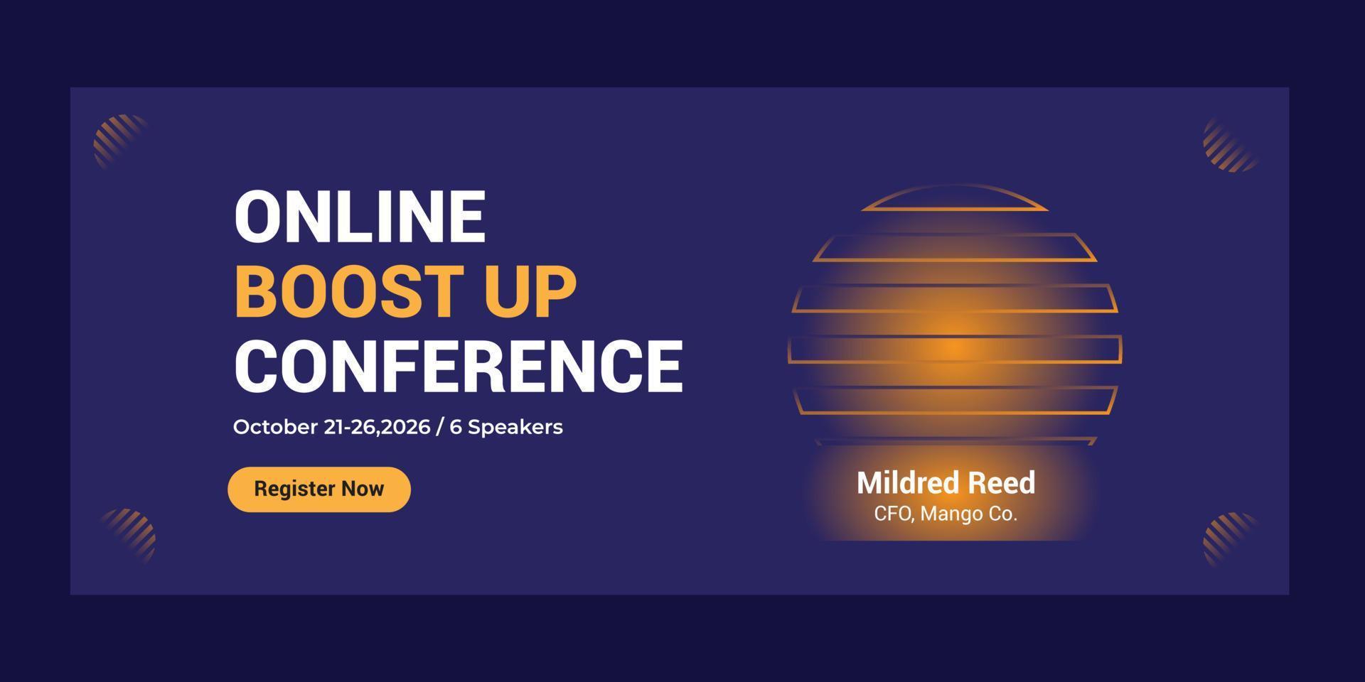 Online business conference banner template vector