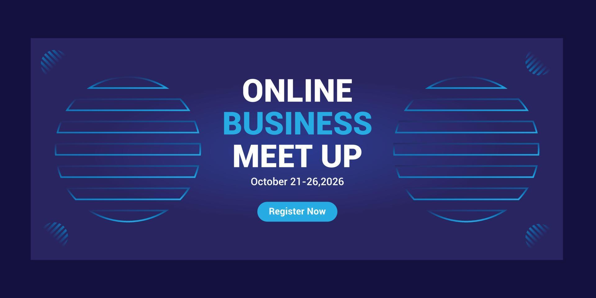 Online business conference banner template vector