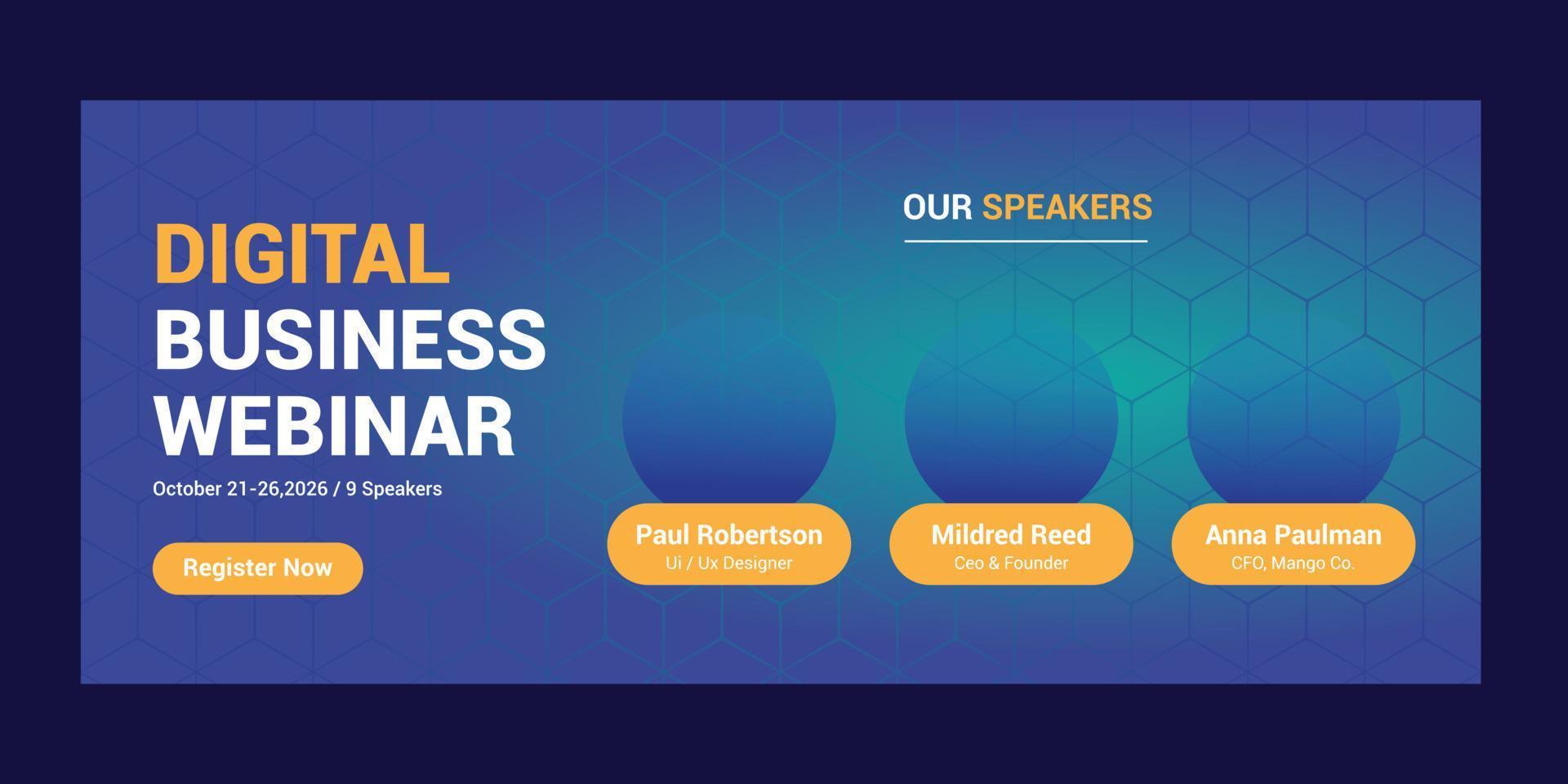 Online business conference banner template vector