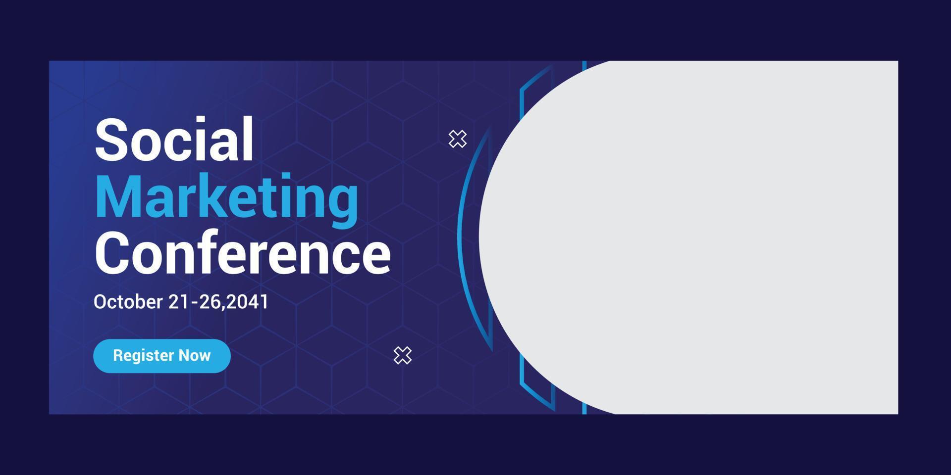 Online business conference banner template vector