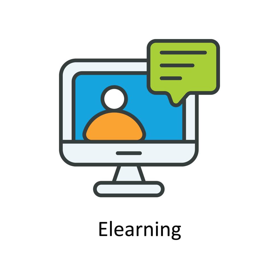 E learning Vector Fill outline Icons. Simple stock illustration stock