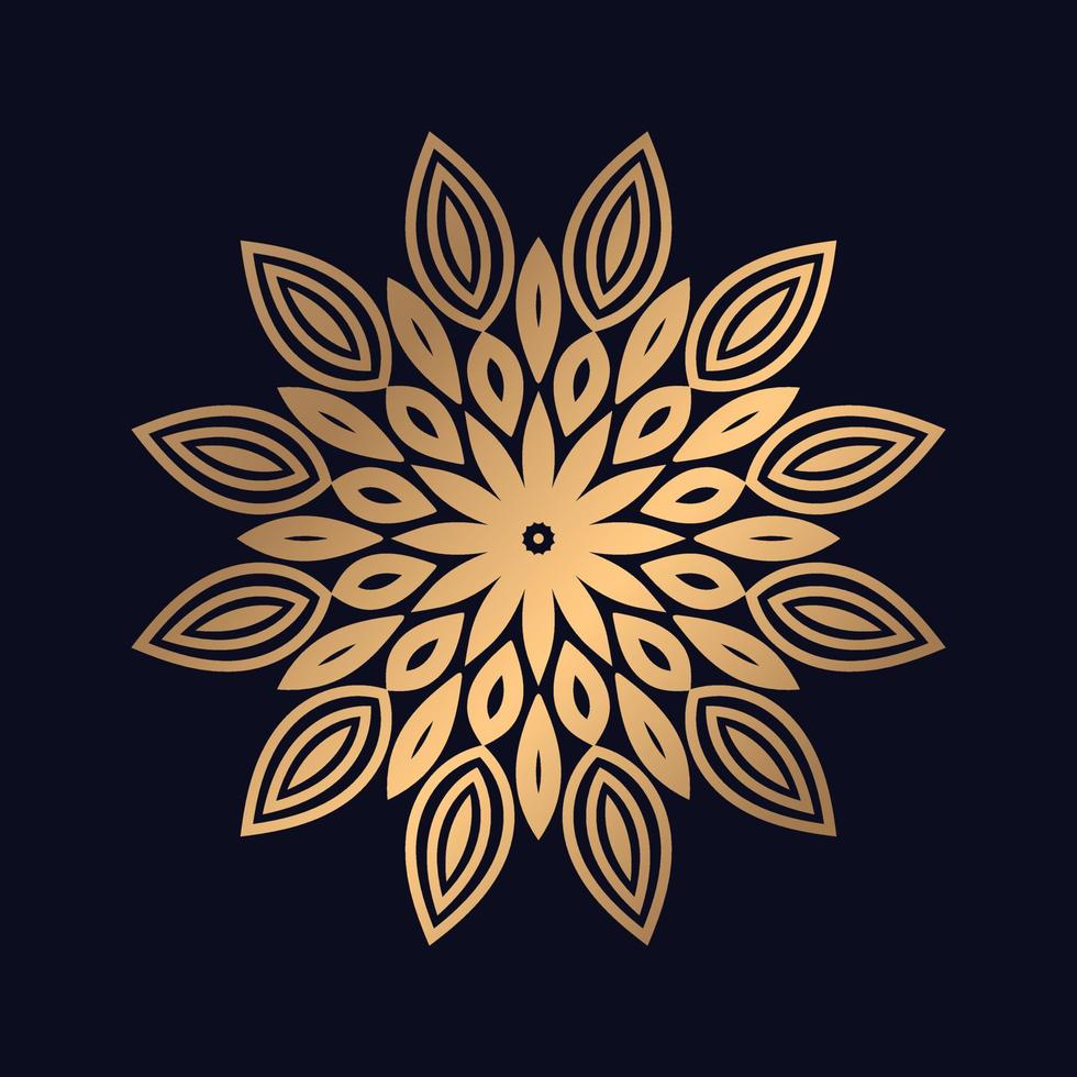 Elegant gradient of mandala art on black isolated background. Mandala with floral patterns vector