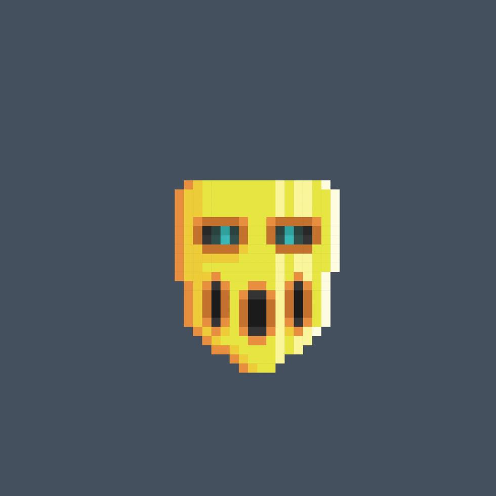 dorado máscara en píxel Arte estilo vector