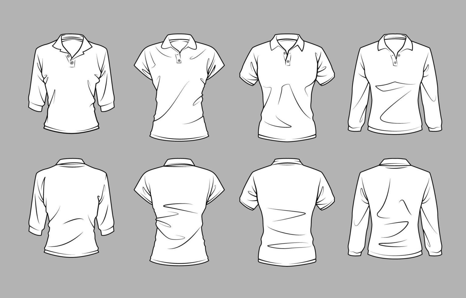 Outlined White Female POLO Shirt Mock Up vector