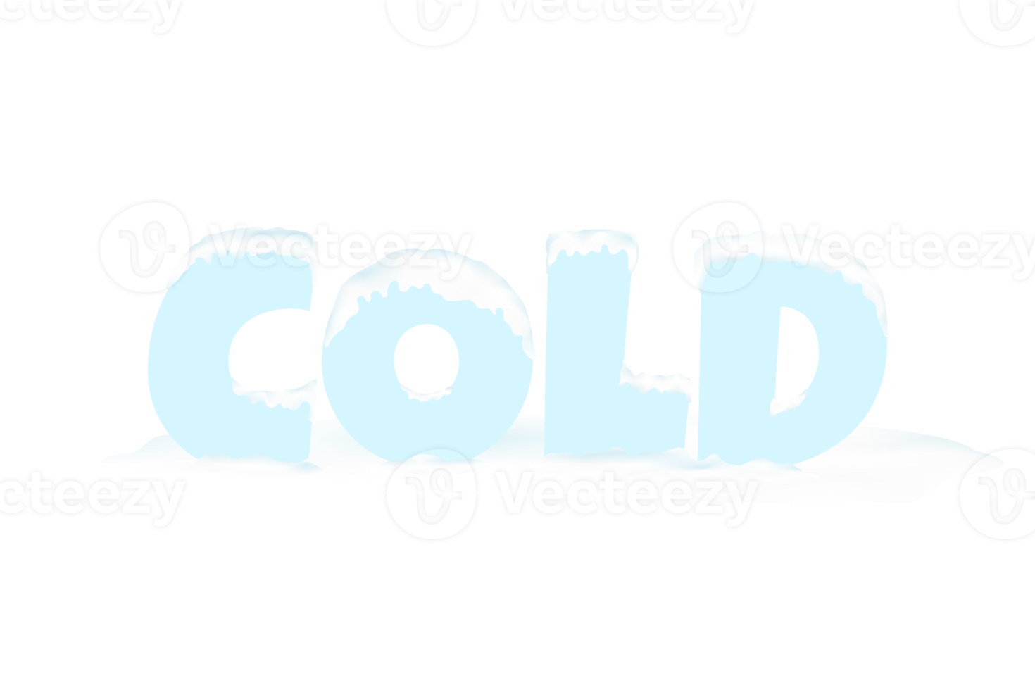 word cold with snow 3d on transparent background, for website graphic png