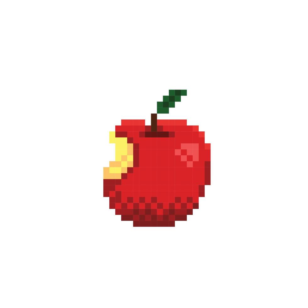 eaten apple in pixel art style vector