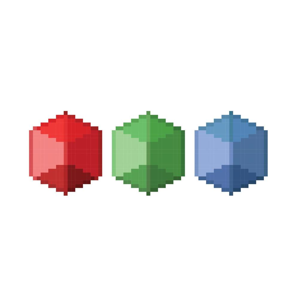 cube collection set with different color in pixel art style vector