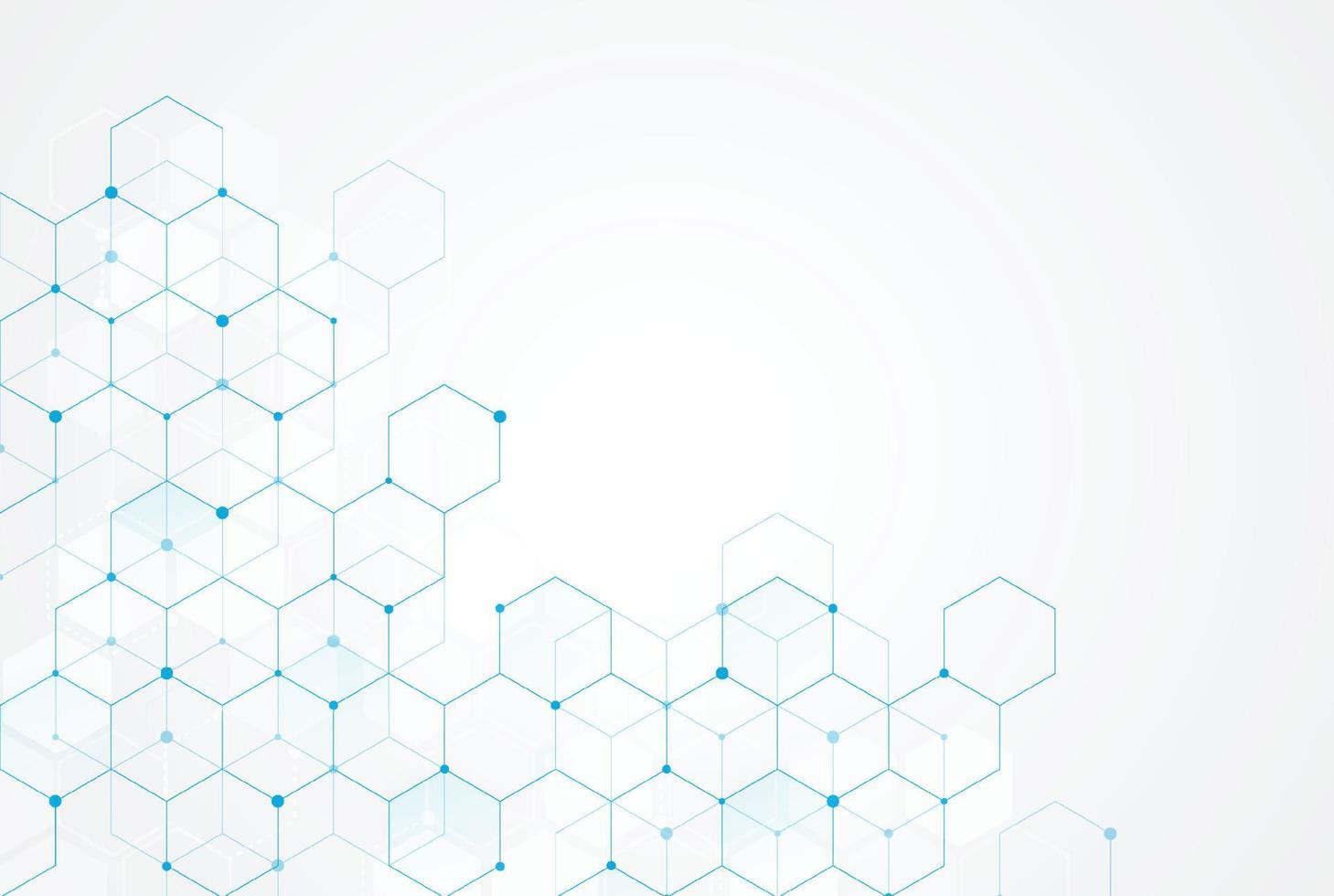 Abstract hexagonal molecular structures in technology background and science style. Medical design. Vector illustration