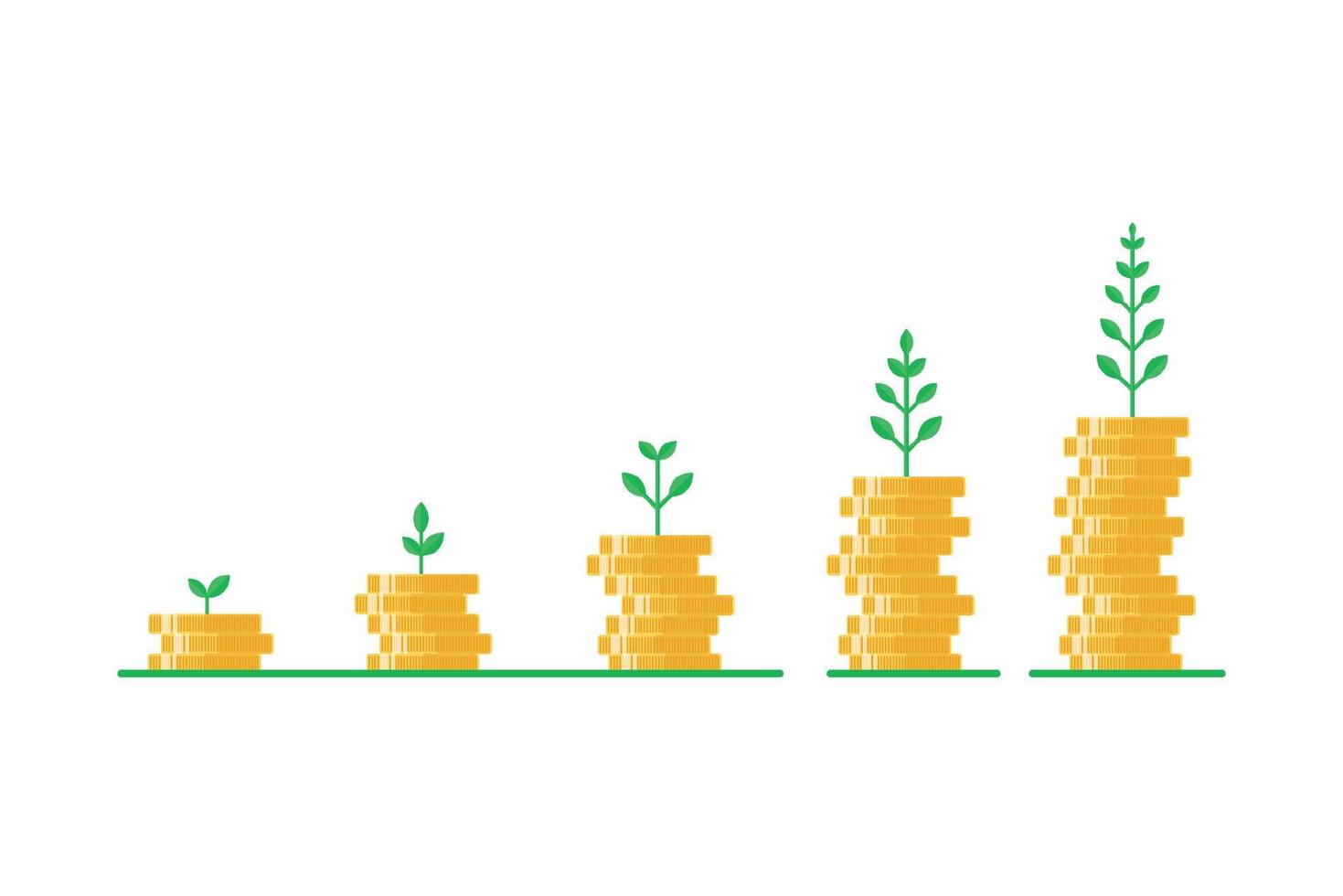 Financial concept with plant growing on stack of coin design for business. Vector illustration