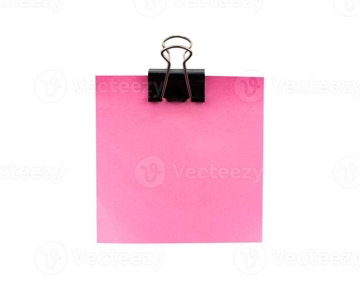 Blank pink paper note with binder for mockups png