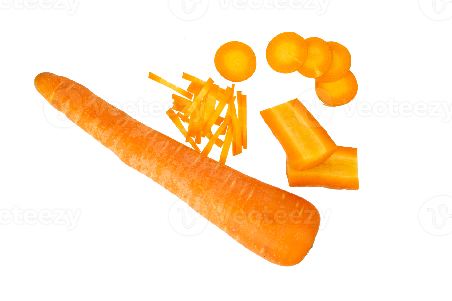 Group of whole and slice carrot isolated png