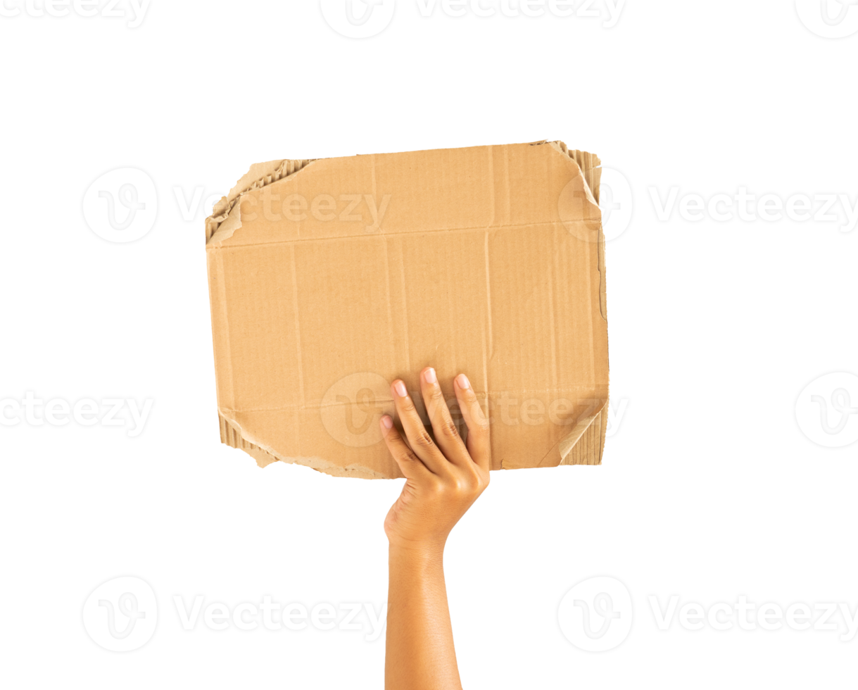 Hands holding blank rough cardboard for copy space png
