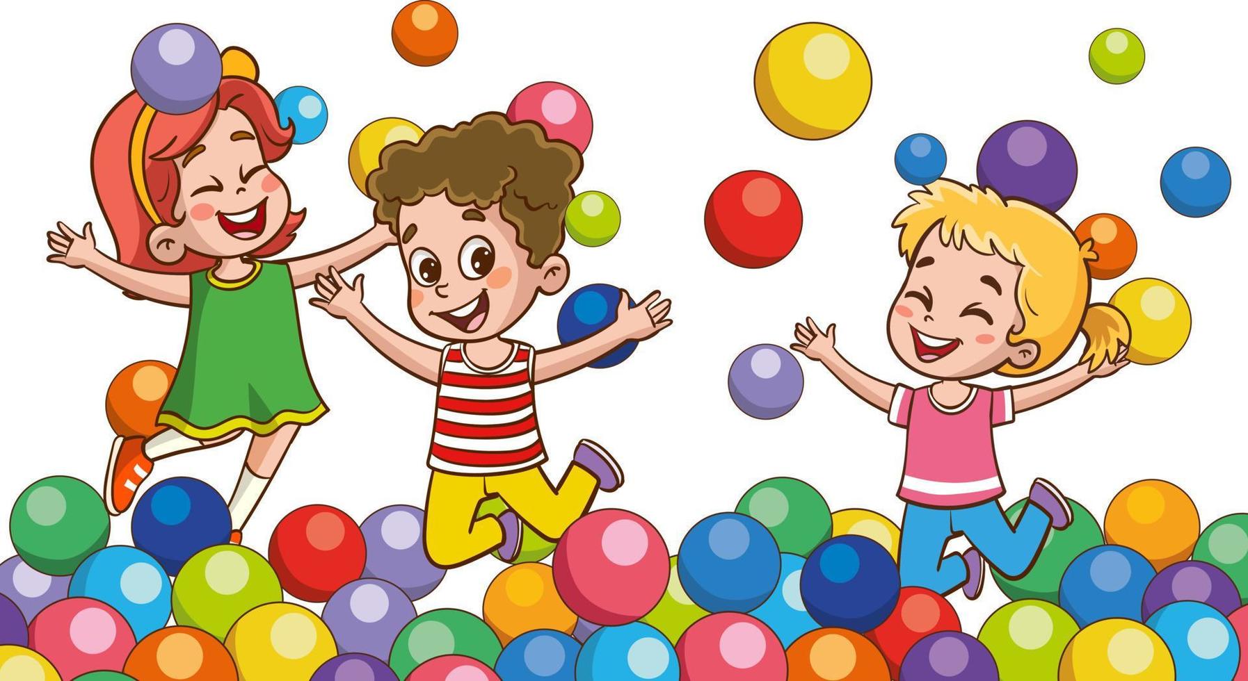 contento pequeño niños teniendo divertida. vector ilustración de linda niños saltando bailando