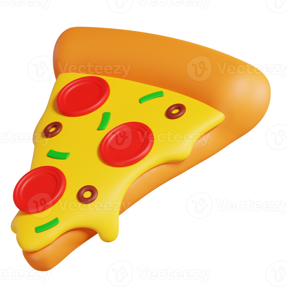 3D delicious pizza cheese rendering icon with smooth surface for app or website png