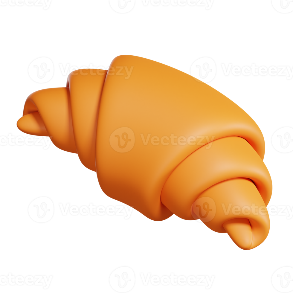 3d croissant brood renderen icoon met glad oppervlakte voor app of website png