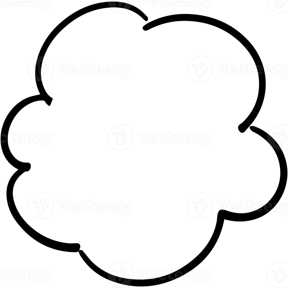 Speech symbol talk and thinking. Bubble with clouds thin line. png