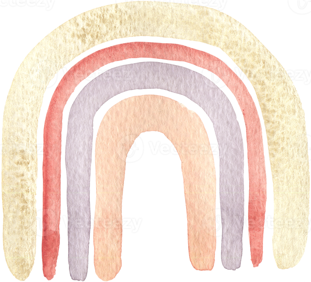 Hand drawn watercolor rainbow illustration png