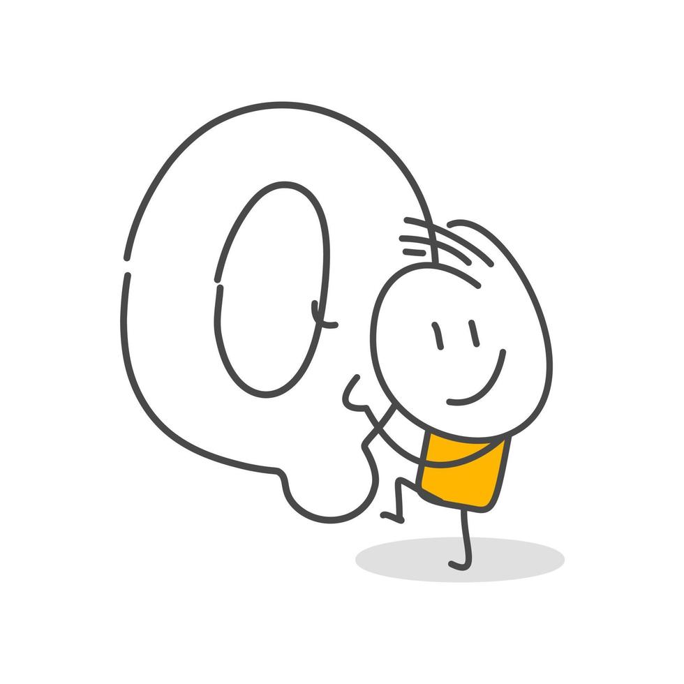 Stick figures. Alphabet. Hand drawn doodle line art cartoon design character. vector