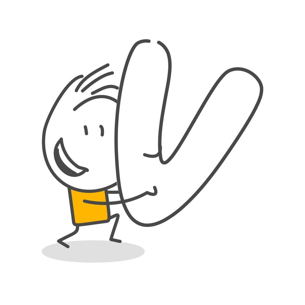 Stick figures. Alphabet. Hand drawn doodle line art cartoon design