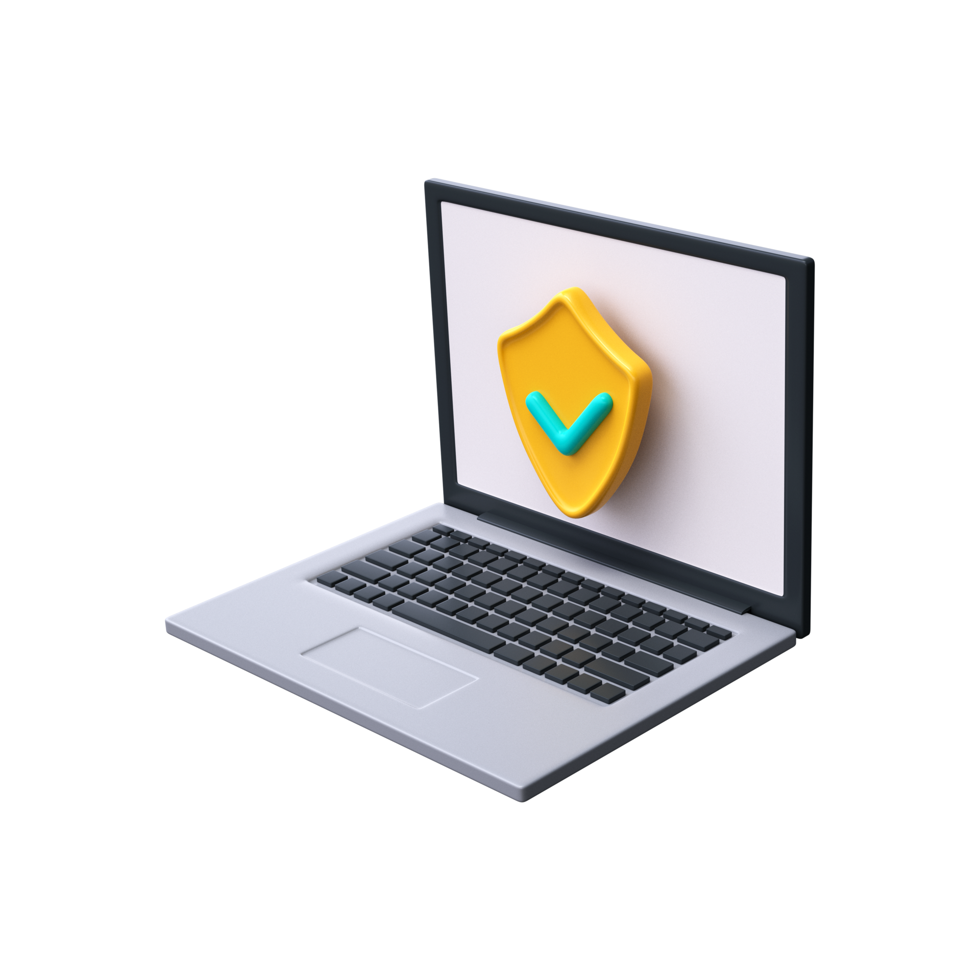 3d protection of personal data. 3D laptop with a protective screen