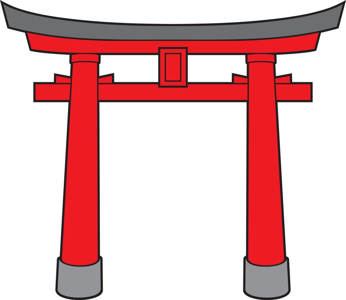 Japanese Torii Gate Color. Vector Illustration.