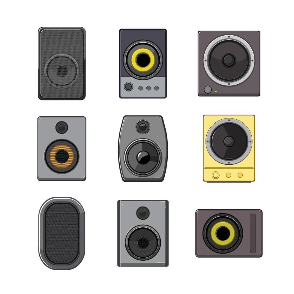 studio sound monitor set cartoon vector illustration