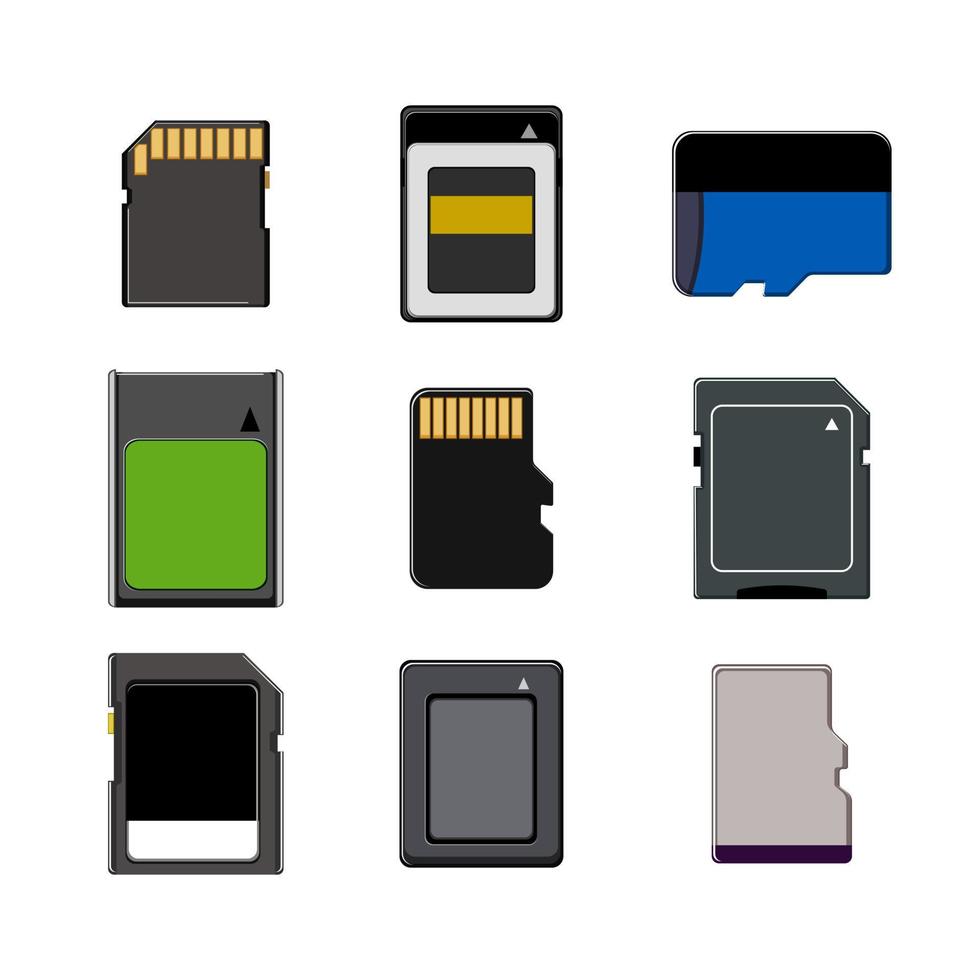 memory card set cartoon vector illustration