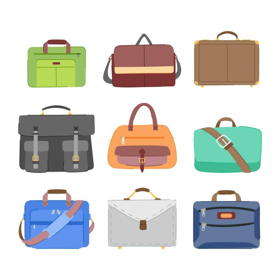 briefcase for men set cartoon vector illustration