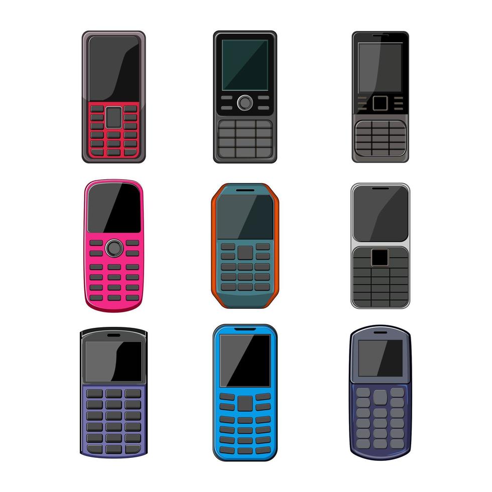 button phone set cartoon vector illustration