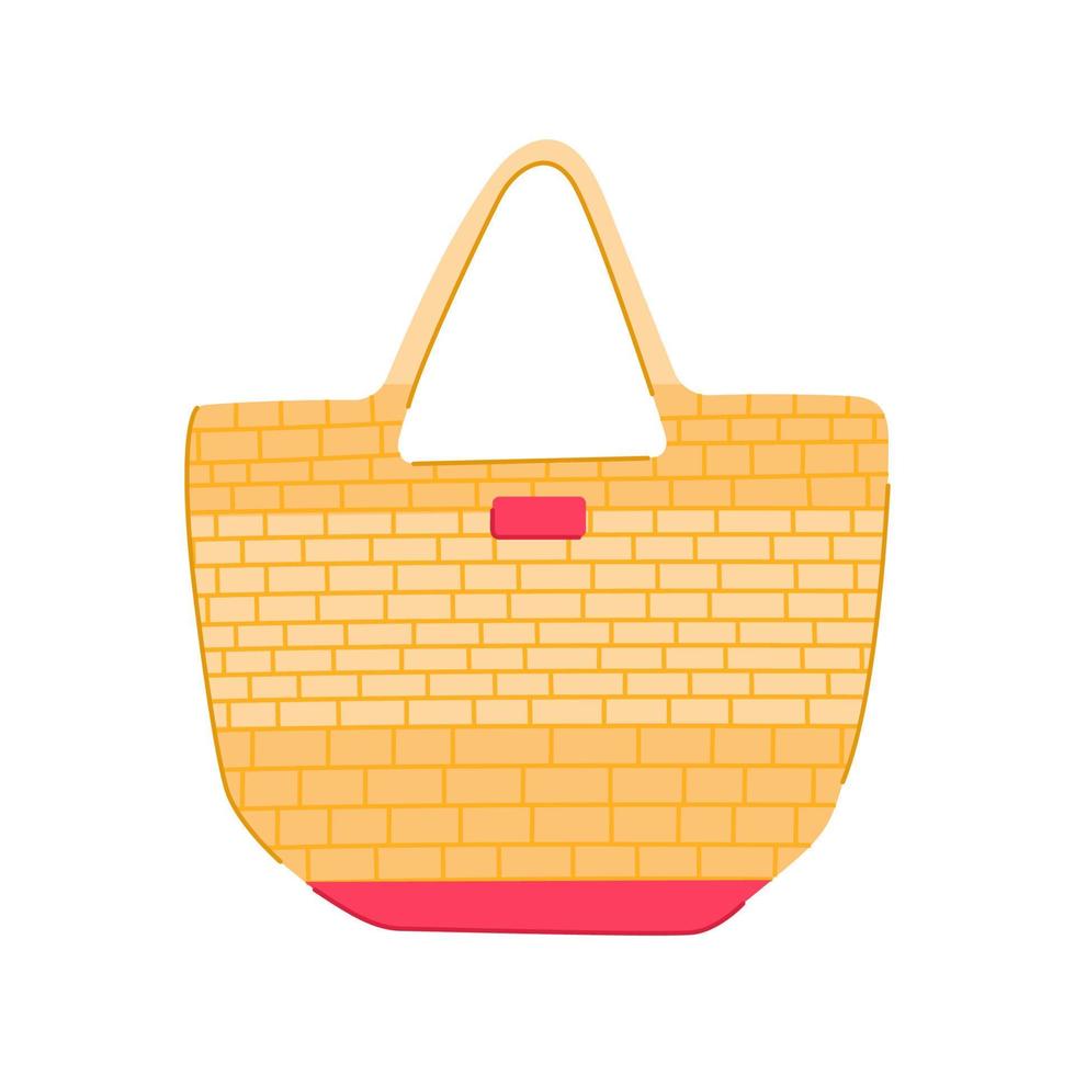 wicker beach bag cartoon vector illustration