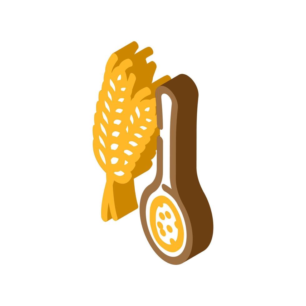 flour spoon wheat isometric icon vector illustration