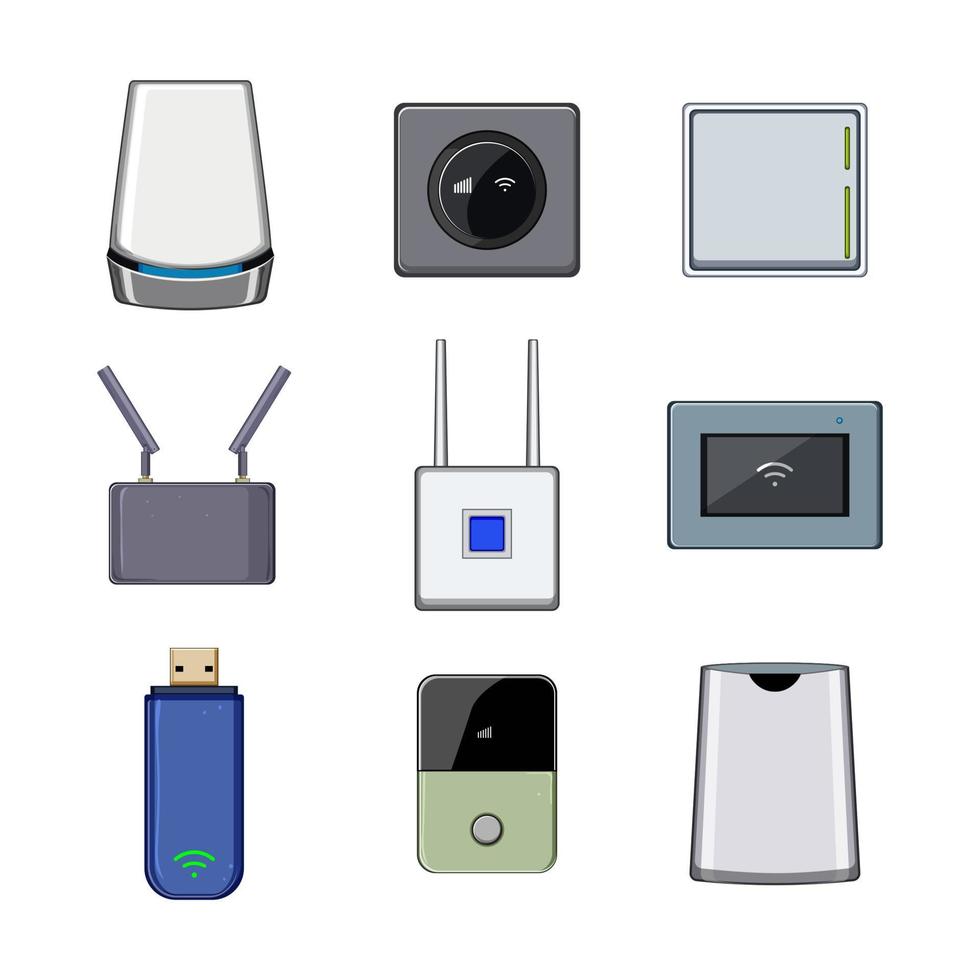 5g modem set cartoon vector illustration