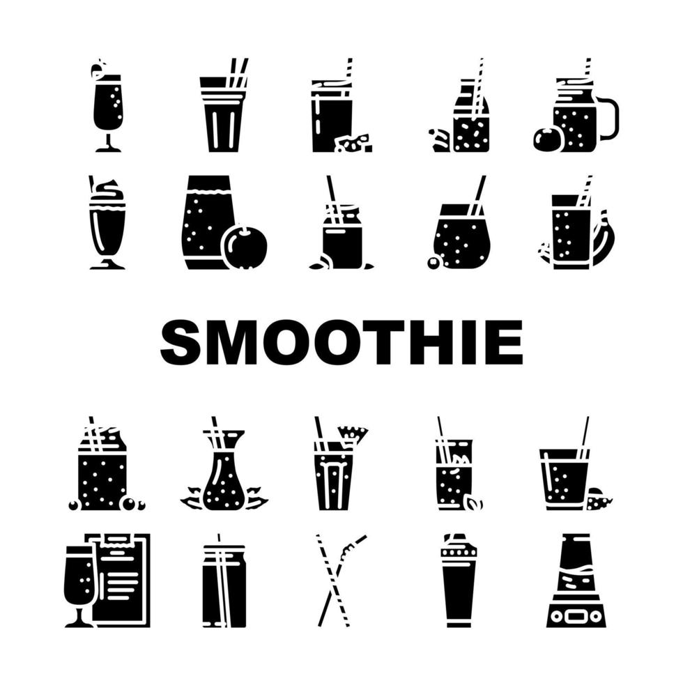 smoothie fruit juice drink icons set vector